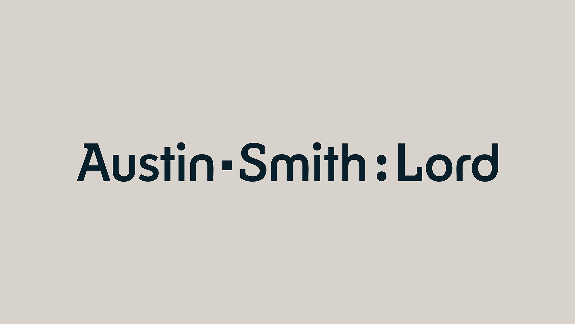 Text 'Austin Smith Lord' on a beige background with dark blue font.